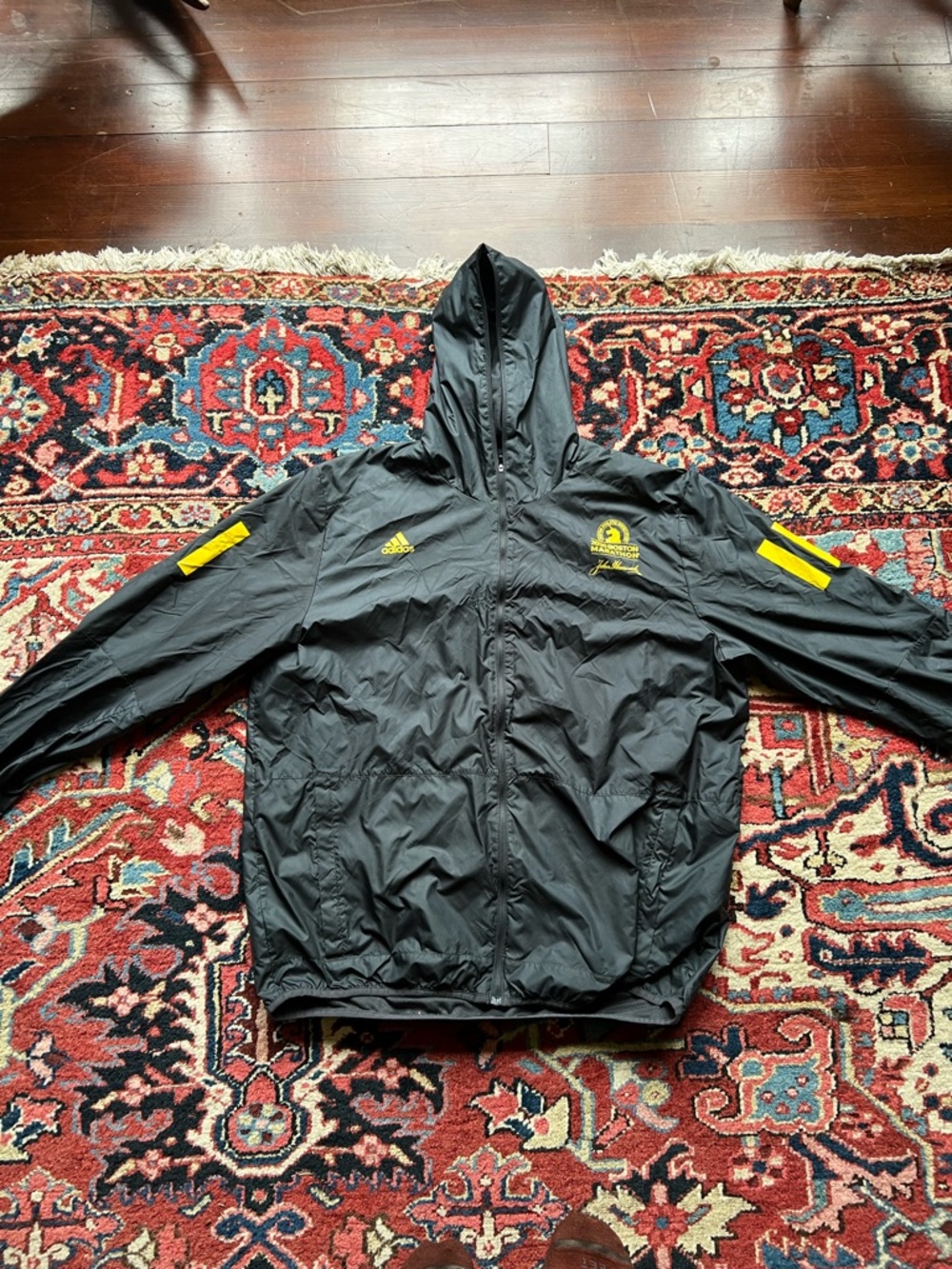 Black and Yellow Marathon Hooded Windbreaker